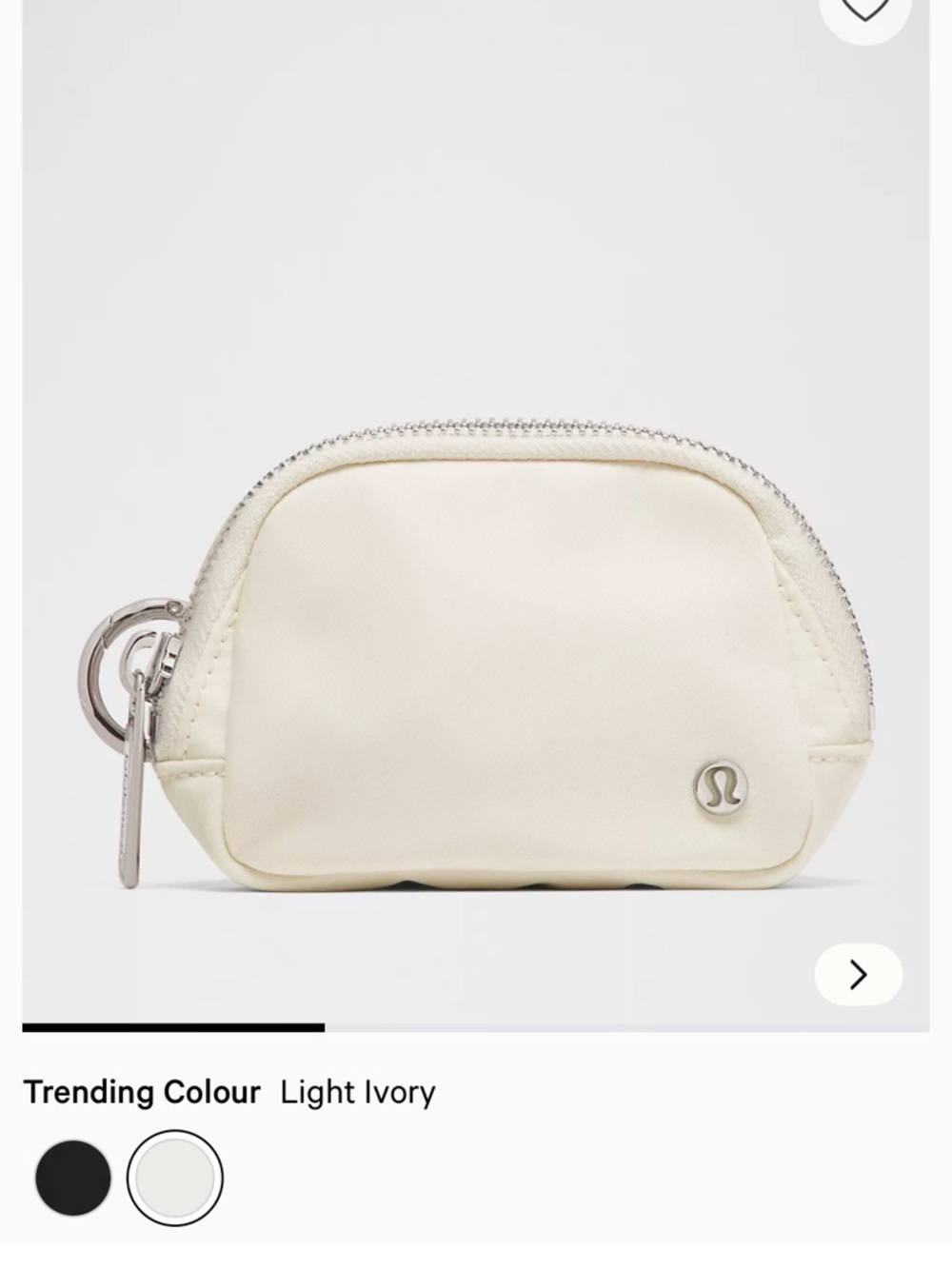 lululemon athletica Cream Mini Pouch/ belt pouch with Silver Hardware